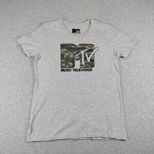 MTV Shirt Youth 2XL Gray Camo Logo